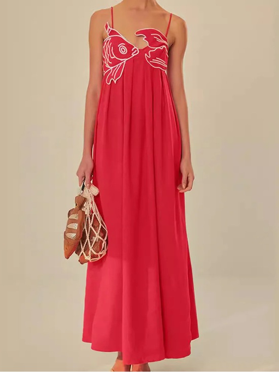 FARM Rio Dresses & Skirts - FARM Rio Red Fish Top Maxi Dress Medium